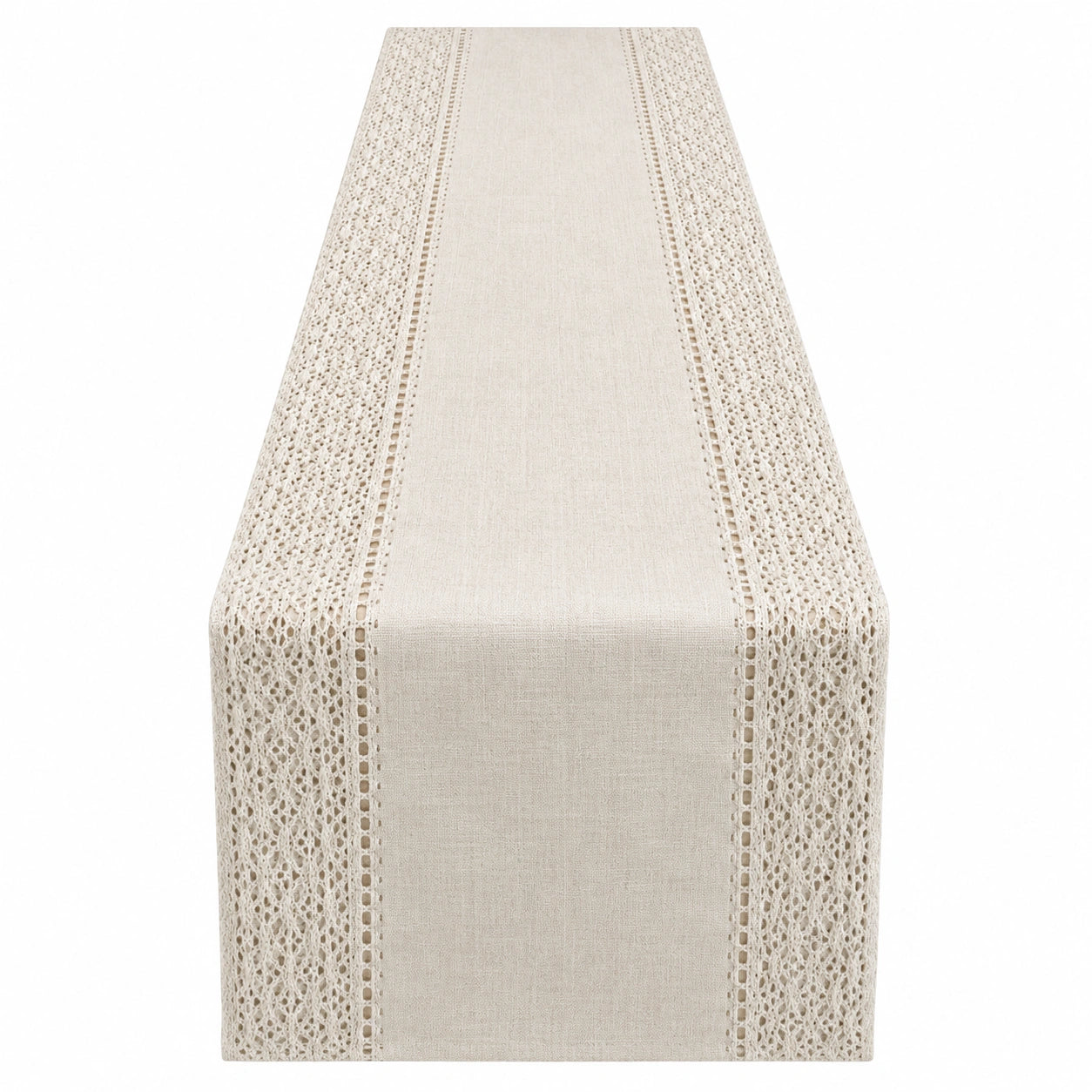Camino de Mesa Beige con Encaje 200 x 40 cm