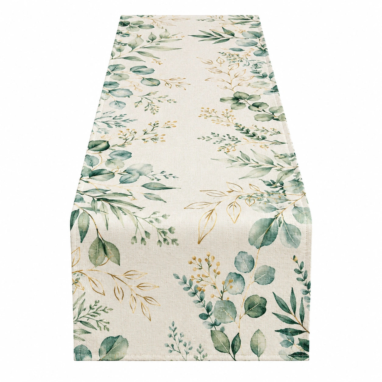 Camino de Mesa Floral Verde y Beige