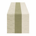 Camino de mesa verde oliva y beige 180x33 cm