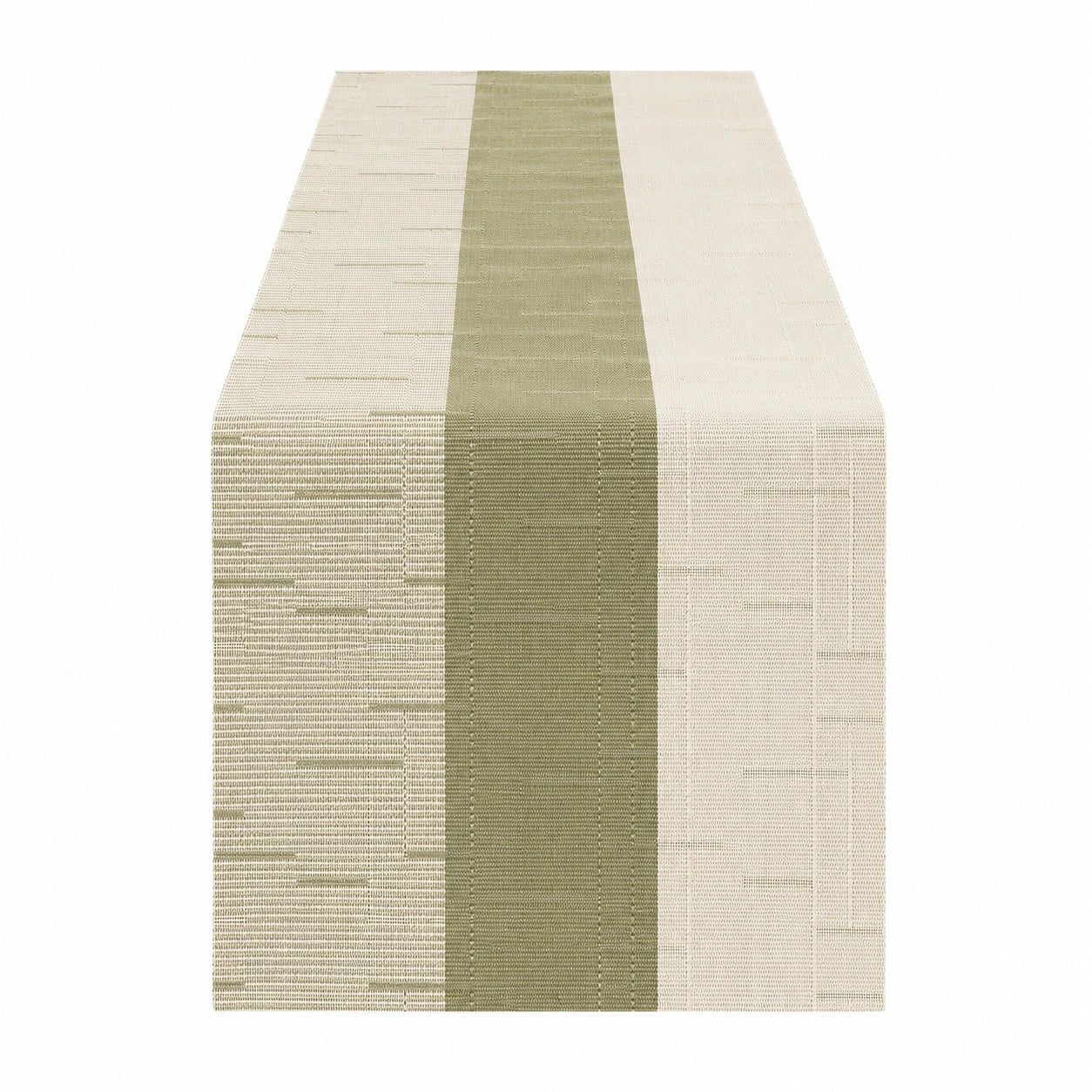 Camino de mesa verde oliva y beige 180x33 cm