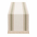 Caminero de Mesa con Flecos Beige y Verde 180x30 cm