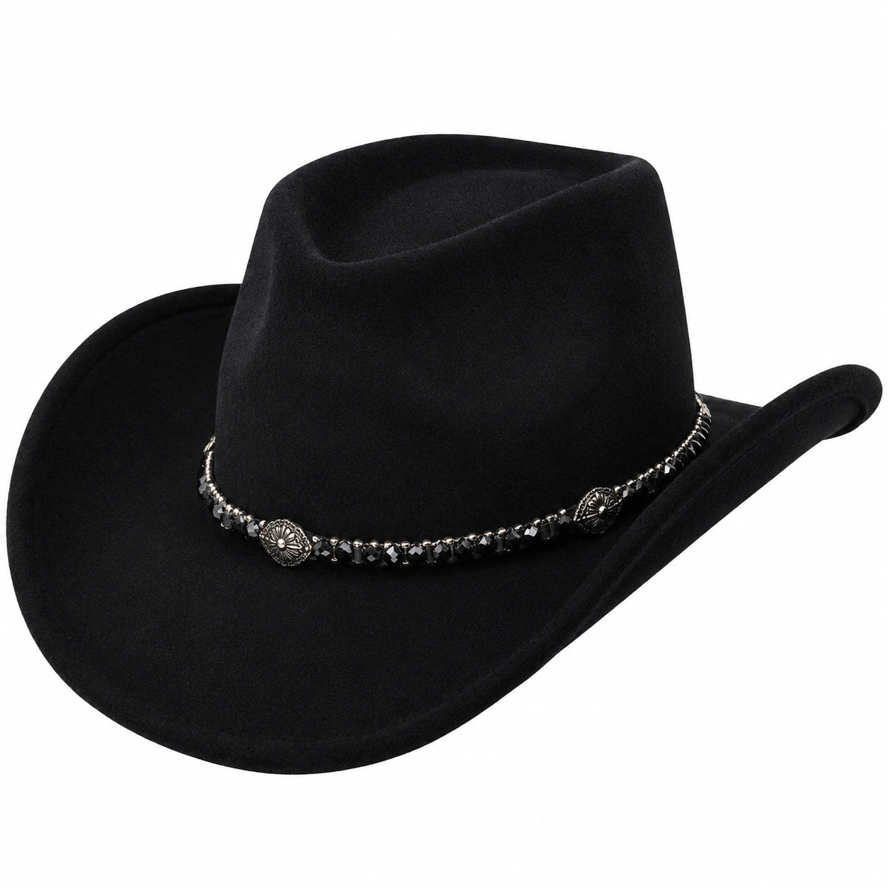 Sombrero vaquero negro con cinta decorativa