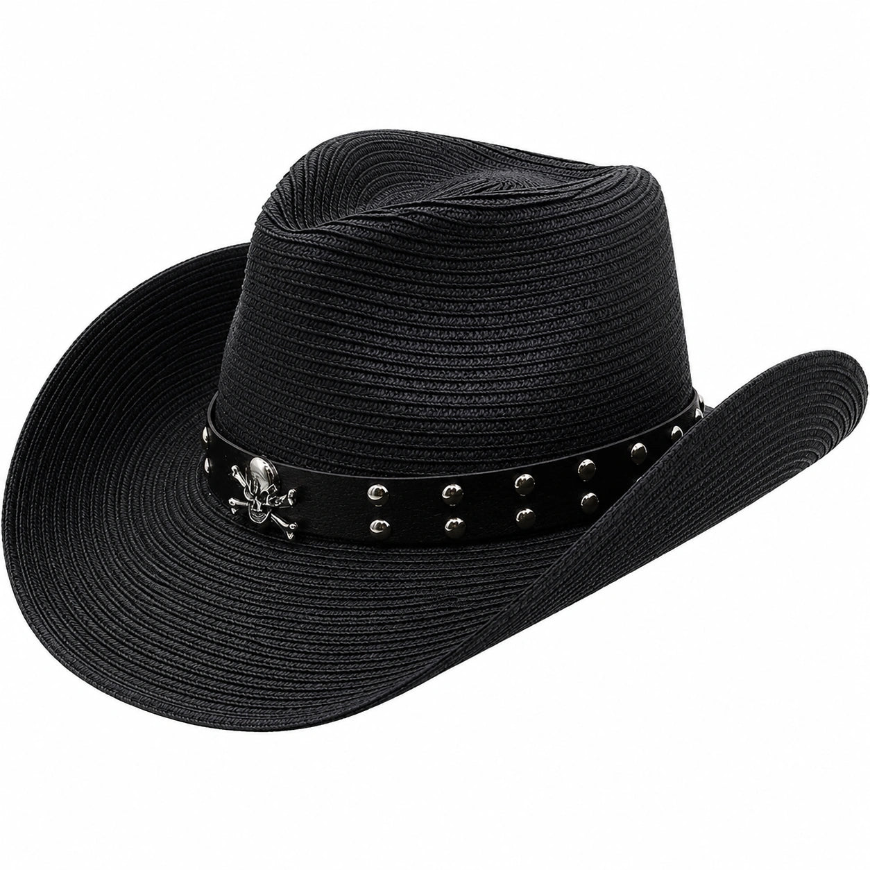 Sombrero Vaquero Negro con Calavera y Tachuelas
