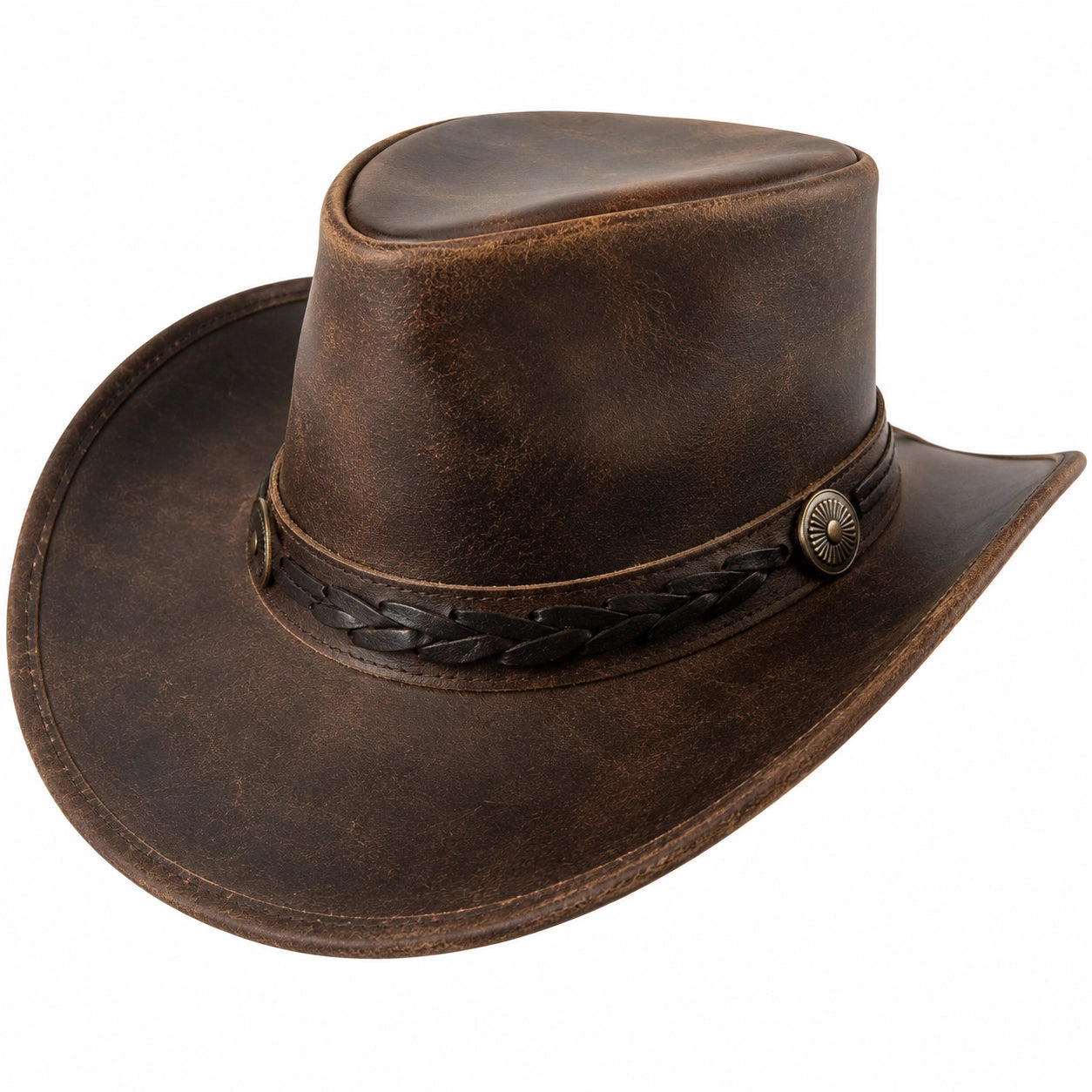 Sombrero Vaquero Marrón con Banda Trenzada