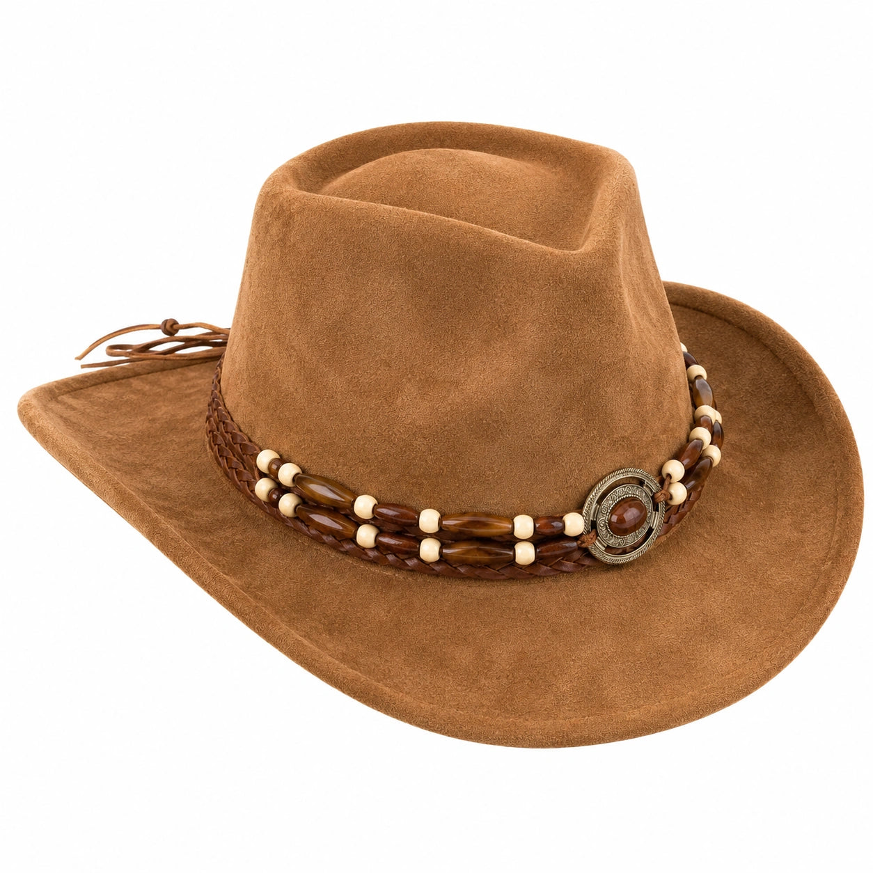 Sombrero Vaquero Clásico Marrón con Adorno Trenzado