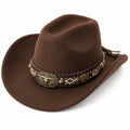 Sombrero Vaquero Clásico Marrón con Detalles Metálicos
