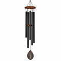 Campanilla de Viento Negra con Detalles de Madera Natural