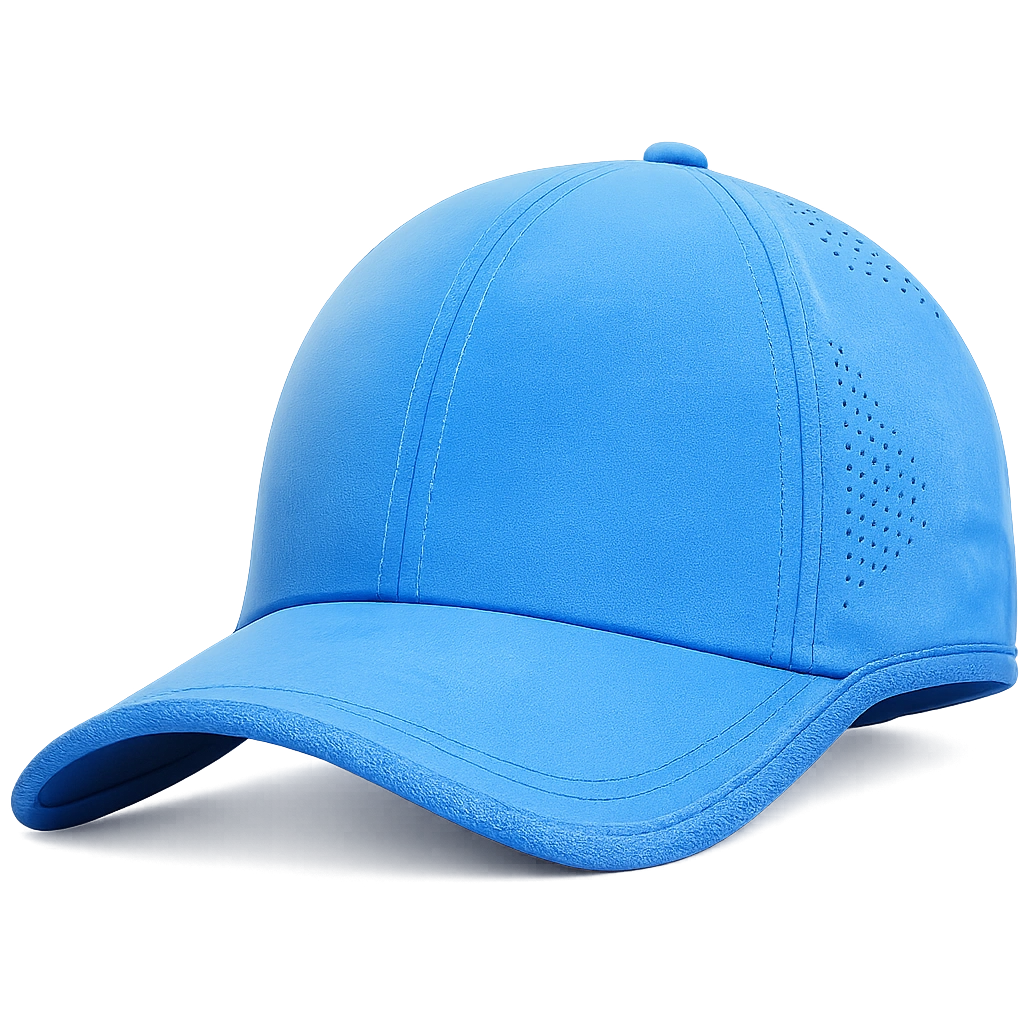 Gorra azul unisex con ventilación y ajuste