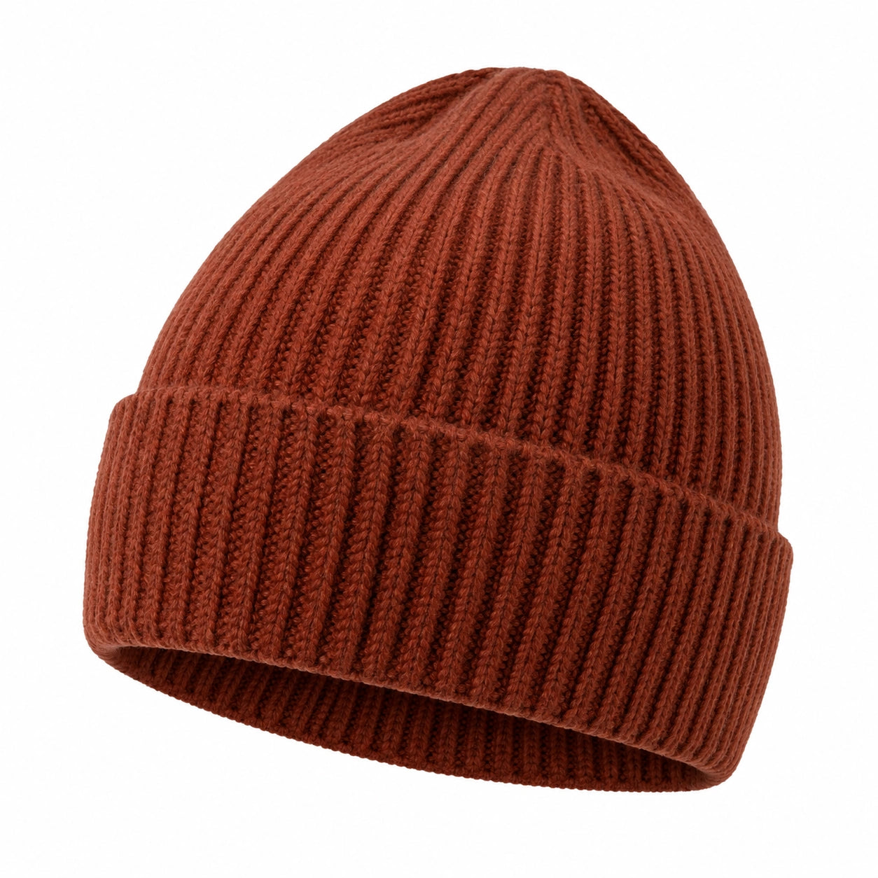 Gorro de Punto Acanalado Rojo Óxido