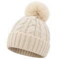 Gorro de Invierno con Pompón de Punto Beige