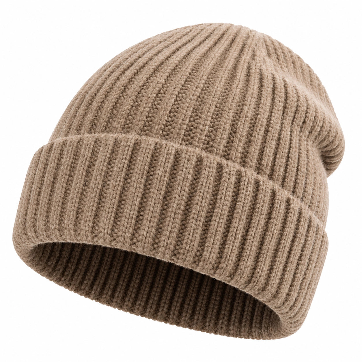 Gorro de Punto Acanalado Beige para Adultos