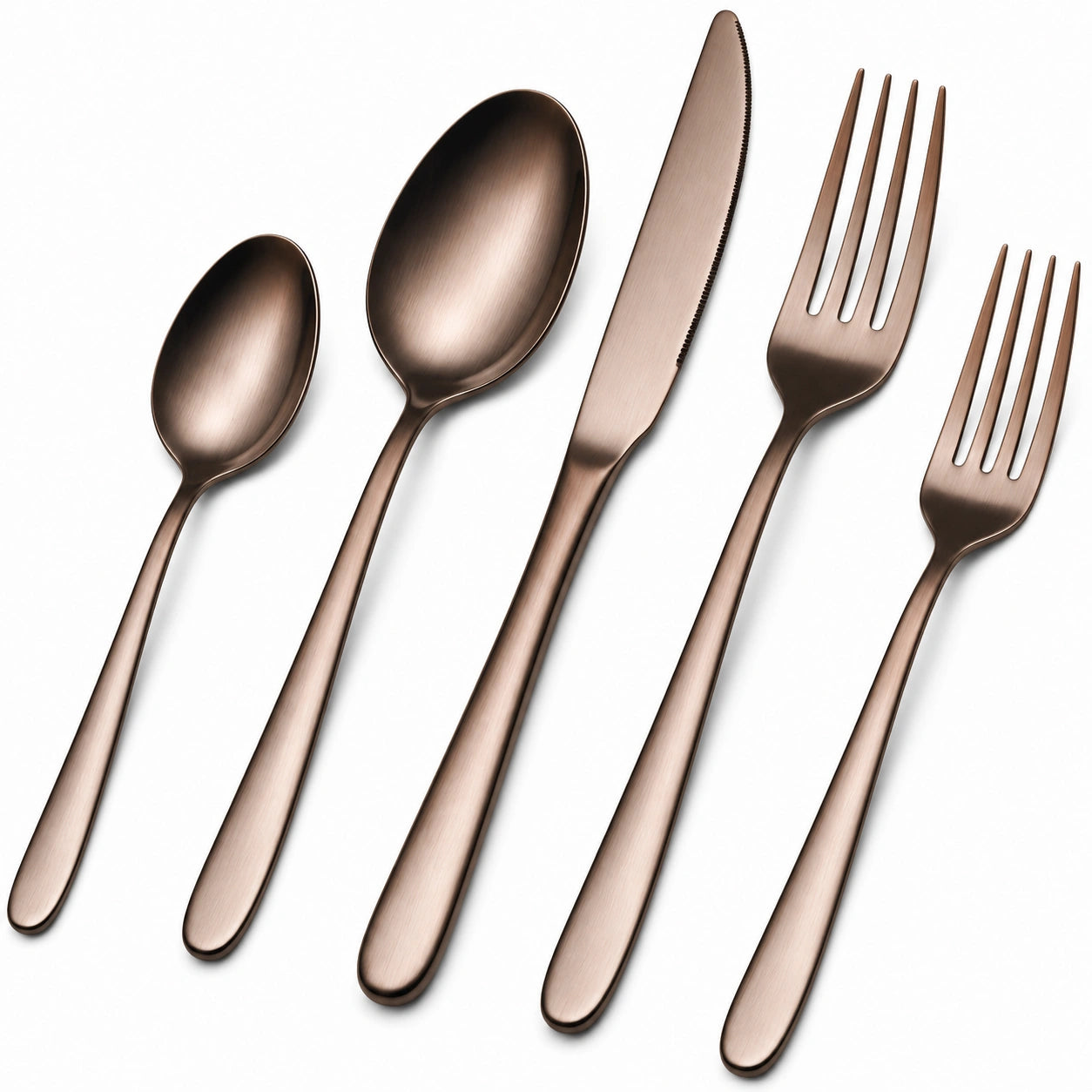 Juego de Cubiertos de 5 Piezas en Bronce Cepillado