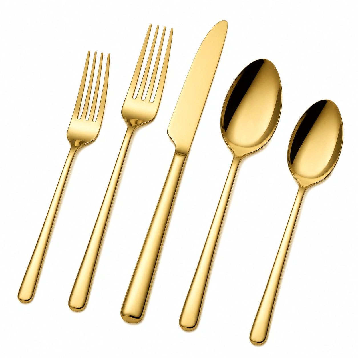 Juego de Cubiertos de 5 Piezas en Color Oro