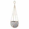 Macetero Colgante de Macramé Beige con Maceta Gris