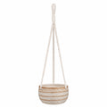 Macetero Colgante Beige/Blanco con Cuerda Decorativa