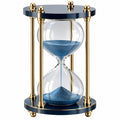 Reloj de Arena Azul con Soporte Dorado Decorativo
