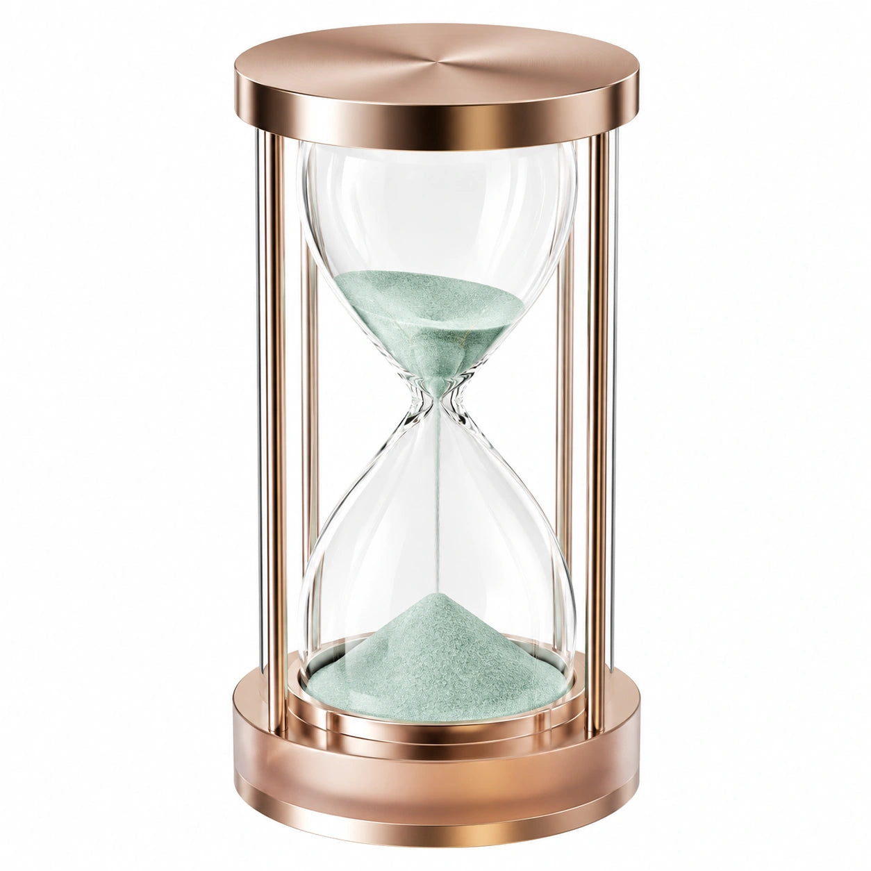 Reloj de Arena Decorativo Verde con Acabado en Oro Rosa
