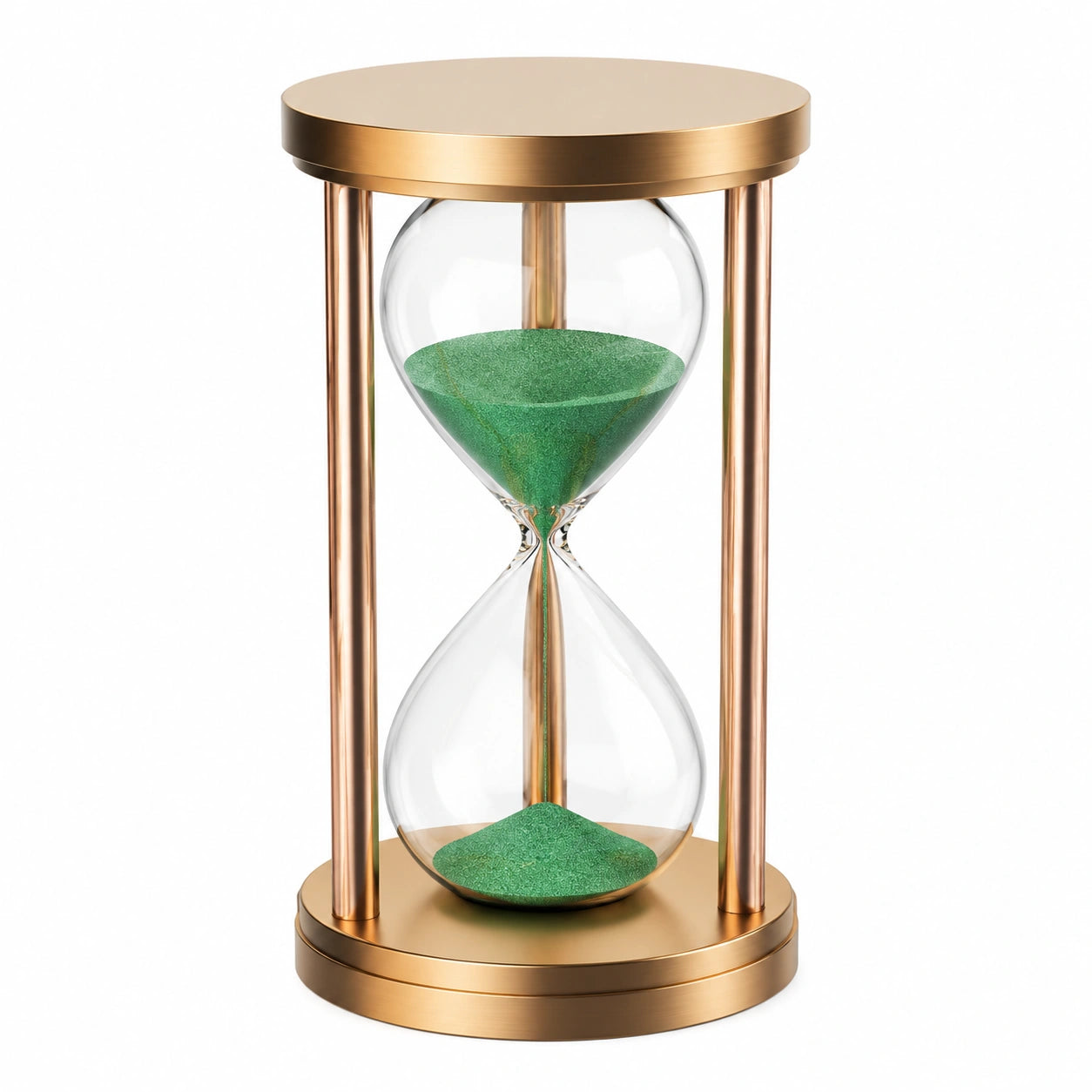 Reloj de Arena Decorativo de Metal Dorado con Arena Verde, 60 Minutos